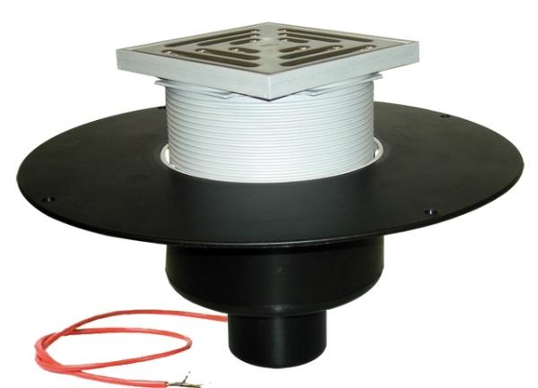 Dachablauf DN125 senkrecht mit PP-Kragen und Heizung (10-30W/230V). Begehbar - 148x148mm / 137x137mm  HL62.1BF/2